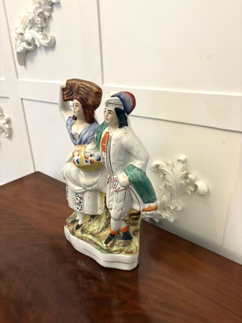 Antique Staffordshire Flatback of a Country Couple